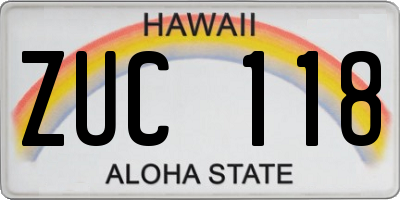 HI license plate ZUC118
