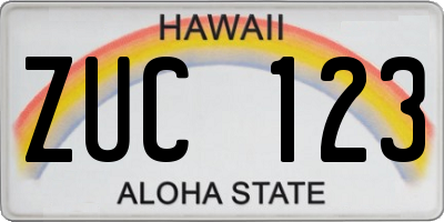 HI license plate ZUC123
