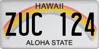 HI license plate ZUC124