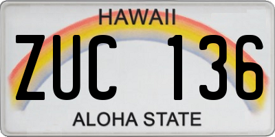 HI license plate ZUC136