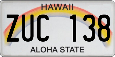 HI license plate ZUC138