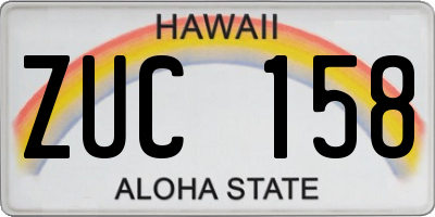 HI license plate ZUC158