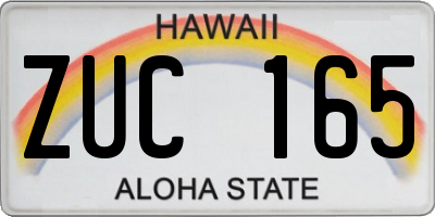 HI license plate ZUC165