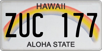 HI license plate ZUC177