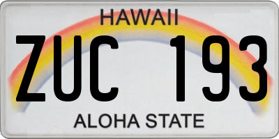 HI license plate ZUC193