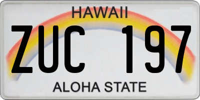 HI license plate ZUC197