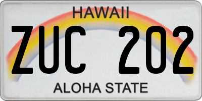 HI license plate ZUC202