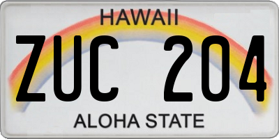 HI license plate ZUC204