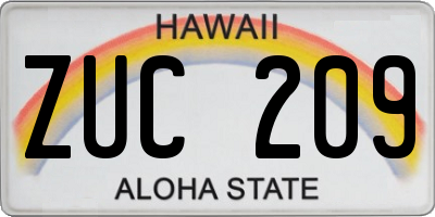 HI license plate ZUC209