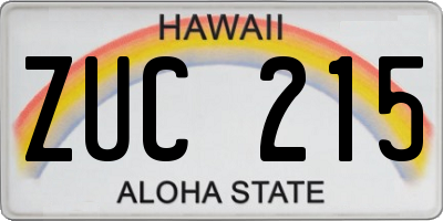HI license plate ZUC215