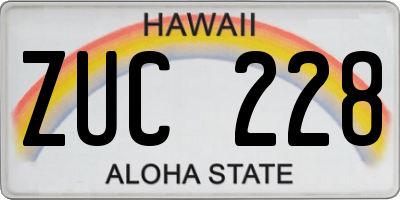 HI license plate ZUC228