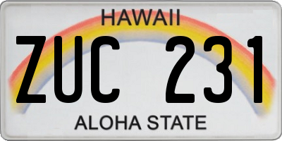 HI license plate ZUC231