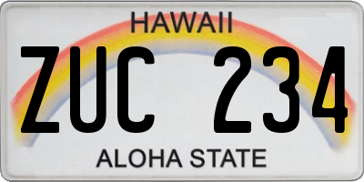 HI license plate ZUC234