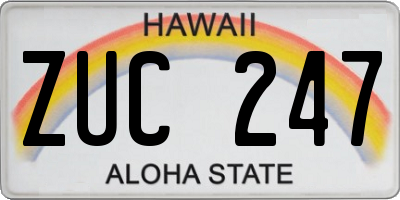 HI license plate ZUC247