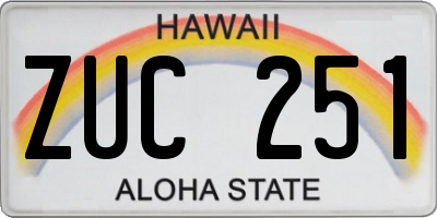 HI license plate ZUC251
