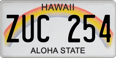 HI license plate ZUC254