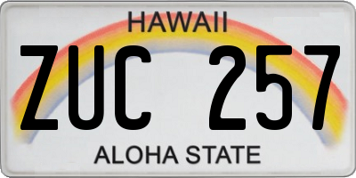 HI license plate ZUC257
