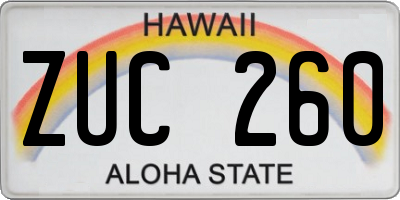 HI license plate ZUC260