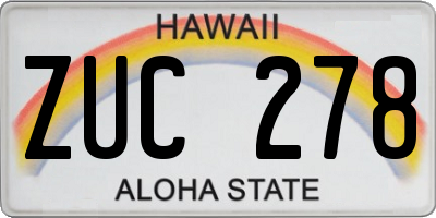 HI license plate ZUC278