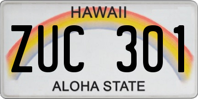 HI license plate ZUC301