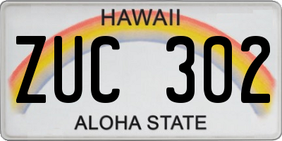 HI license plate ZUC302