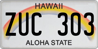 HI license plate ZUC303