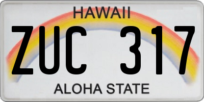 HI license plate ZUC317