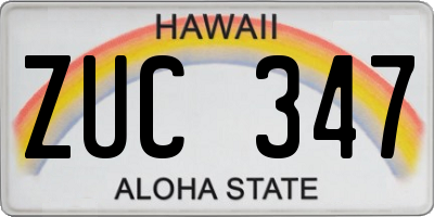 HI license plate ZUC347