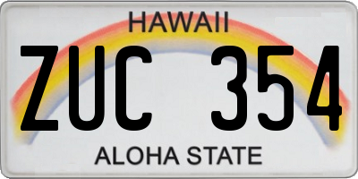 HI license plate ZUC354