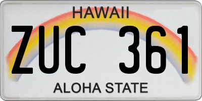 HI license plate ZUC361
