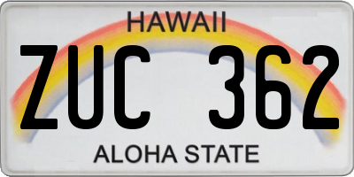 HI license plate ZUC362