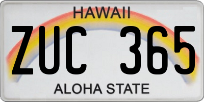 HI license plate ZUC365