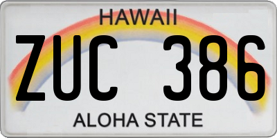 HI license plate ZUC386