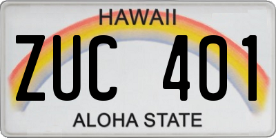HI license plate ZUC401