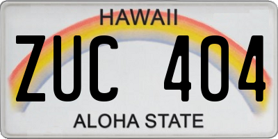 HI license plate ZUC404