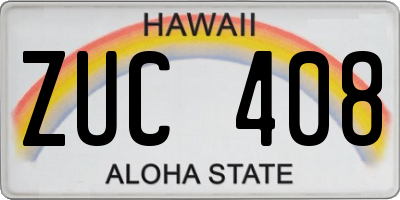 HI license plate ZUC408
