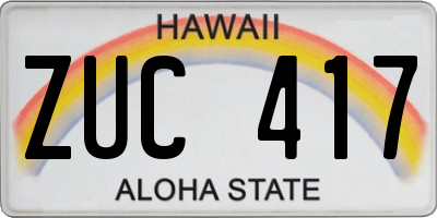 HI license plate ZUC417