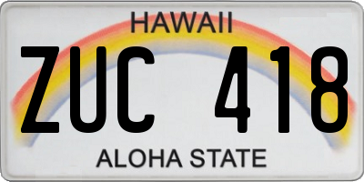 HI license plate ZUC418