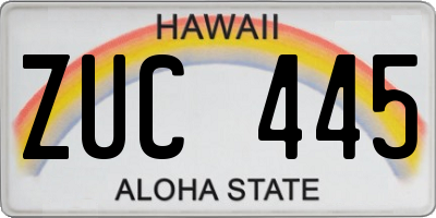 HI license plate ZUC445