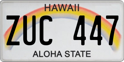 HI license plate ZUC447
