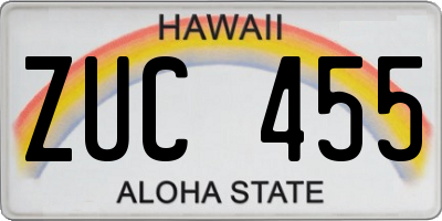 HI license plate ZUC455