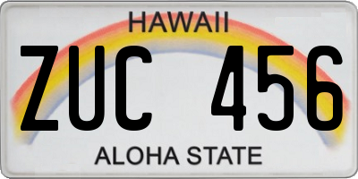 HI license plate ZUC456