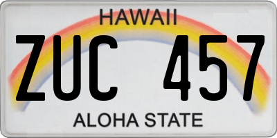 HI license plate ZUC457