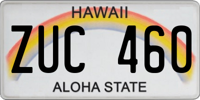 HI license plate ZUC460