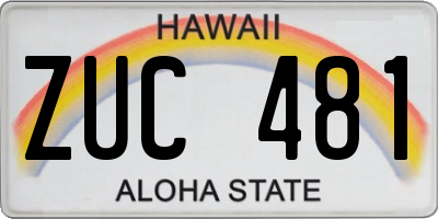 HI license plate ZUC481