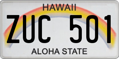 HI license plate ZUC501