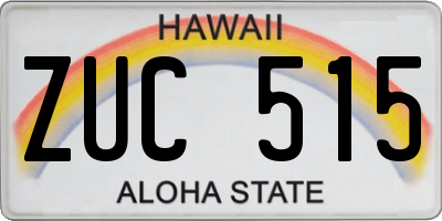 HI license plate ZUC515
