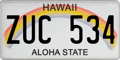 HI license plate ZUC534