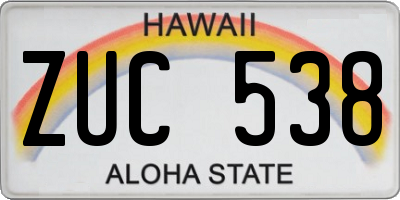 HI license plate ZUC538
