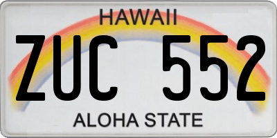HI license plate ZUC552